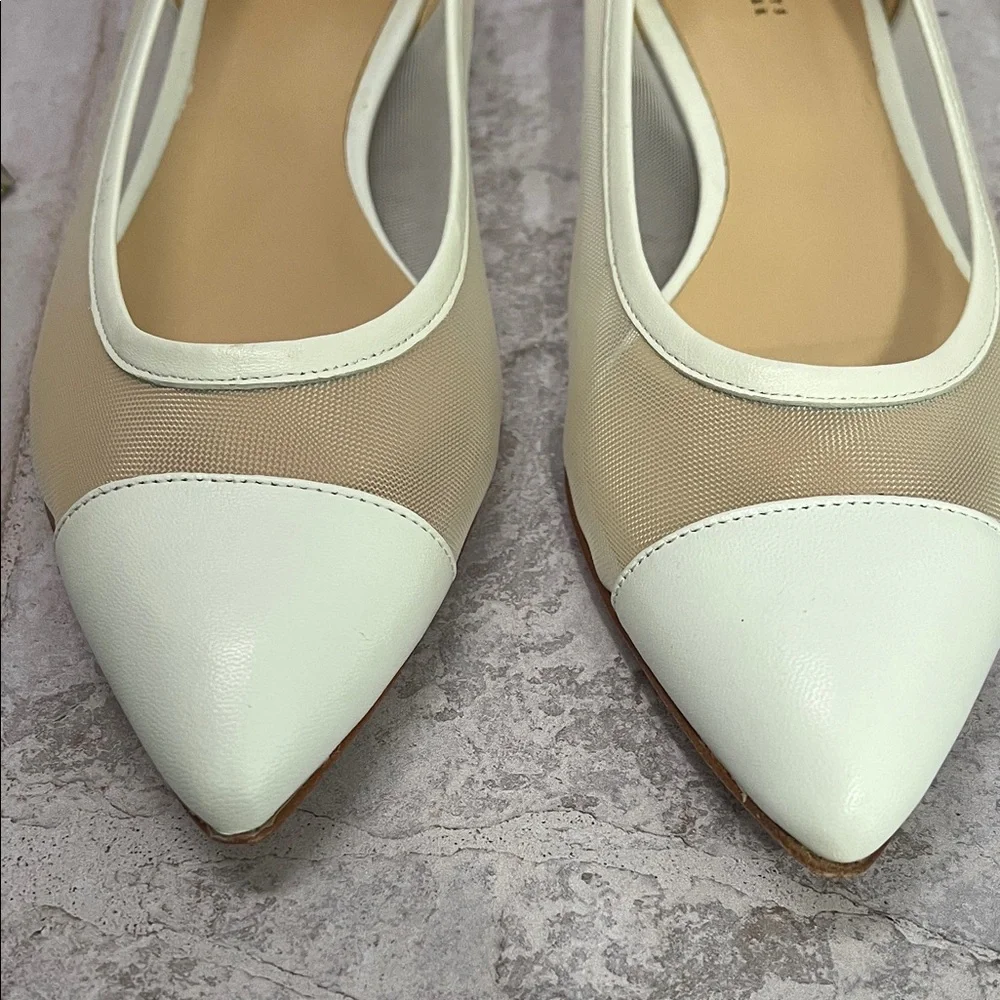 Barney's New York White Pointed-Toe Mesh Flats - 39.5
